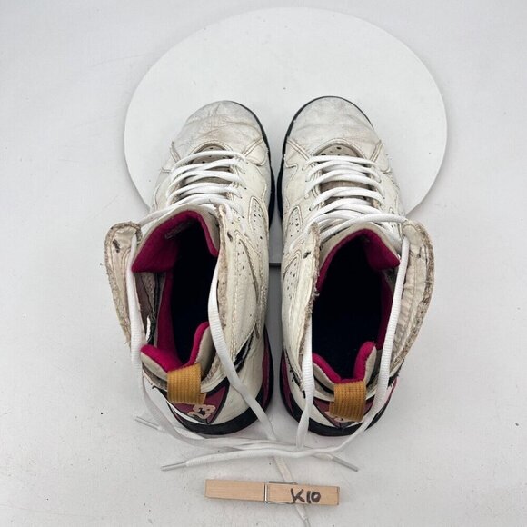 Vintage Nike Air Jordan Retro 7 Cardinal Men Size 10 White Shoes Made In Korea - Picture 9 of 14